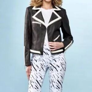 Insight NY Vegan Leather Jacket - Black & White size 6